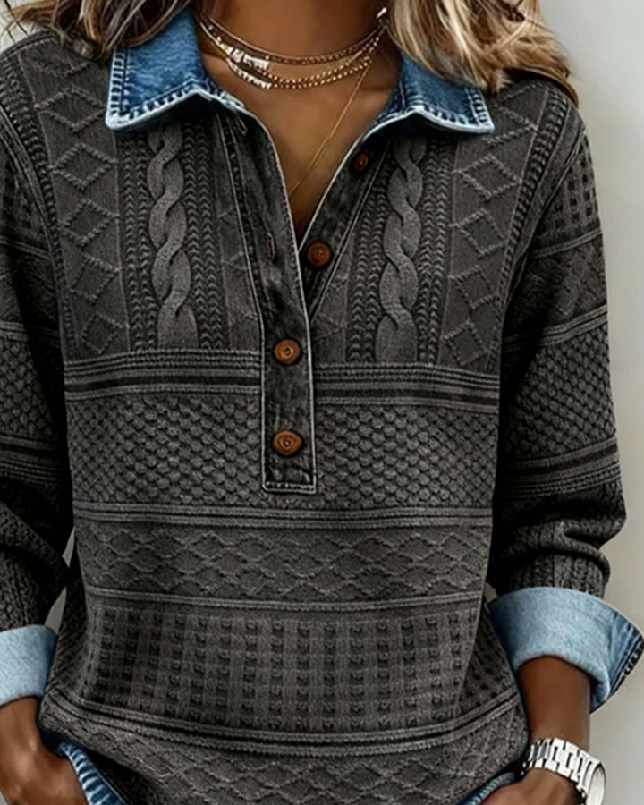 Gwen – Uvoľnený pulóver s polovičným zapínaním