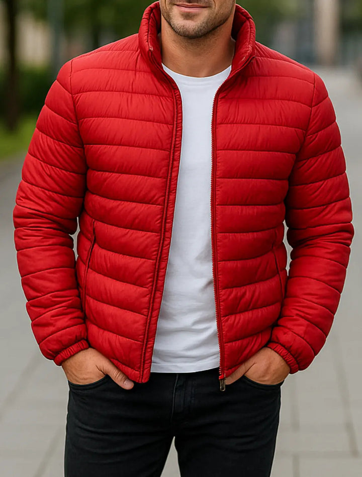 Teplá prešívaná bunda s golierom