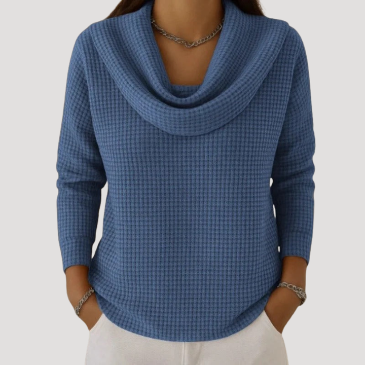 EDYTA | Teplý pletený sveter s elegantným golierom