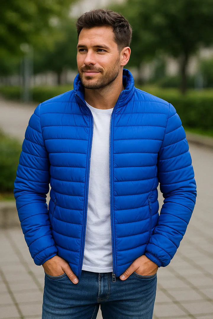 Teplá prešívaná bunda s golierom