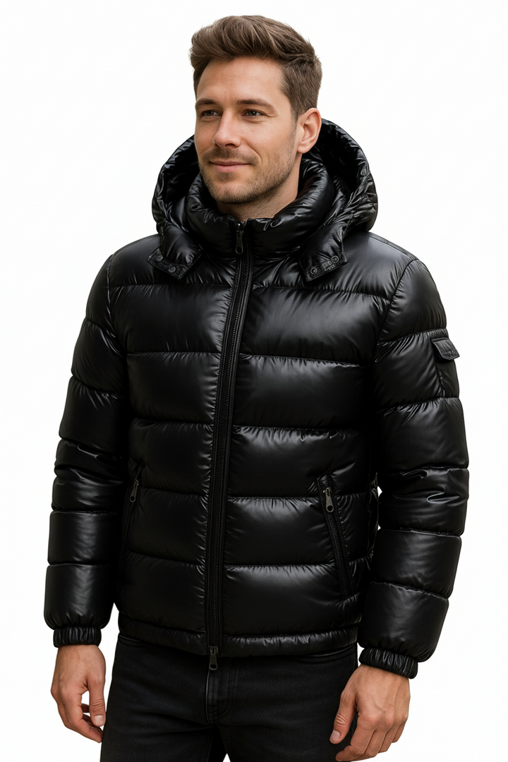 Ľahká zimná parka s lesklým povrchom