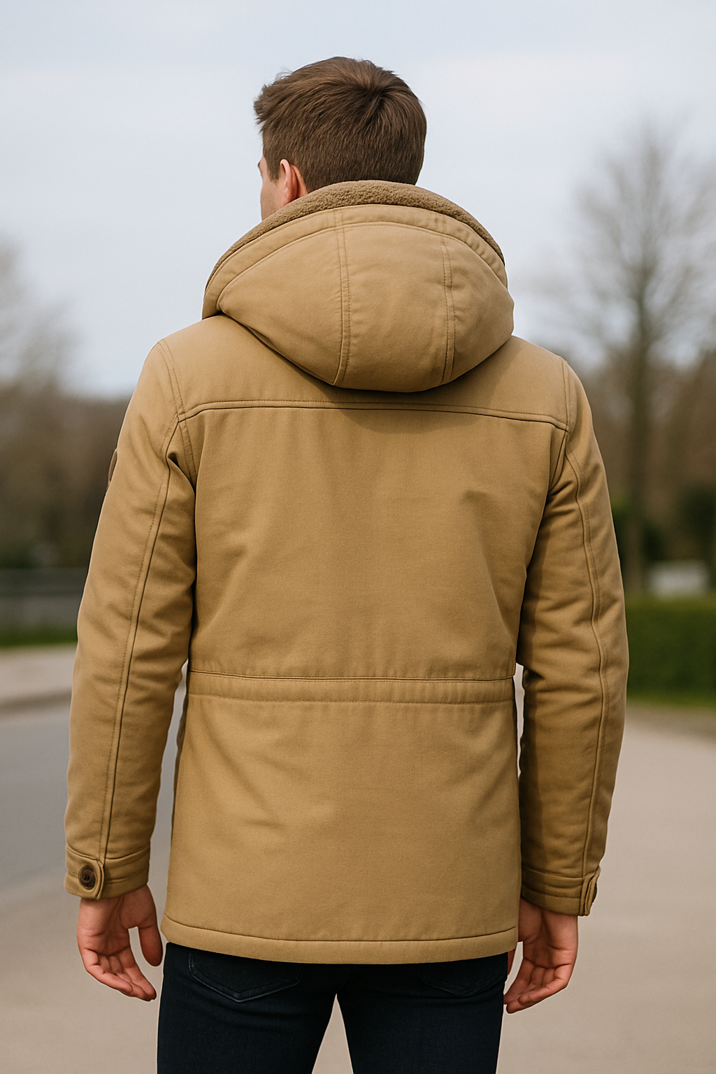 Teplý stredne dlhý zimný kabát