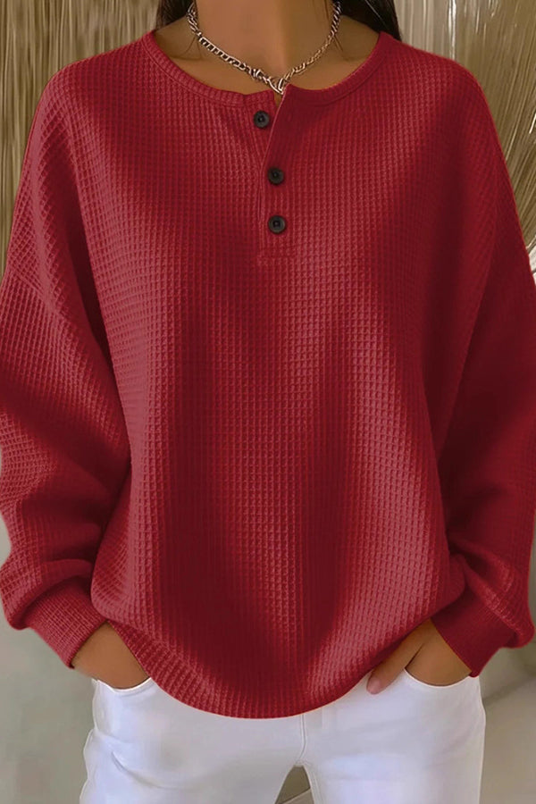 Aurelie | Waffle Knit Henley