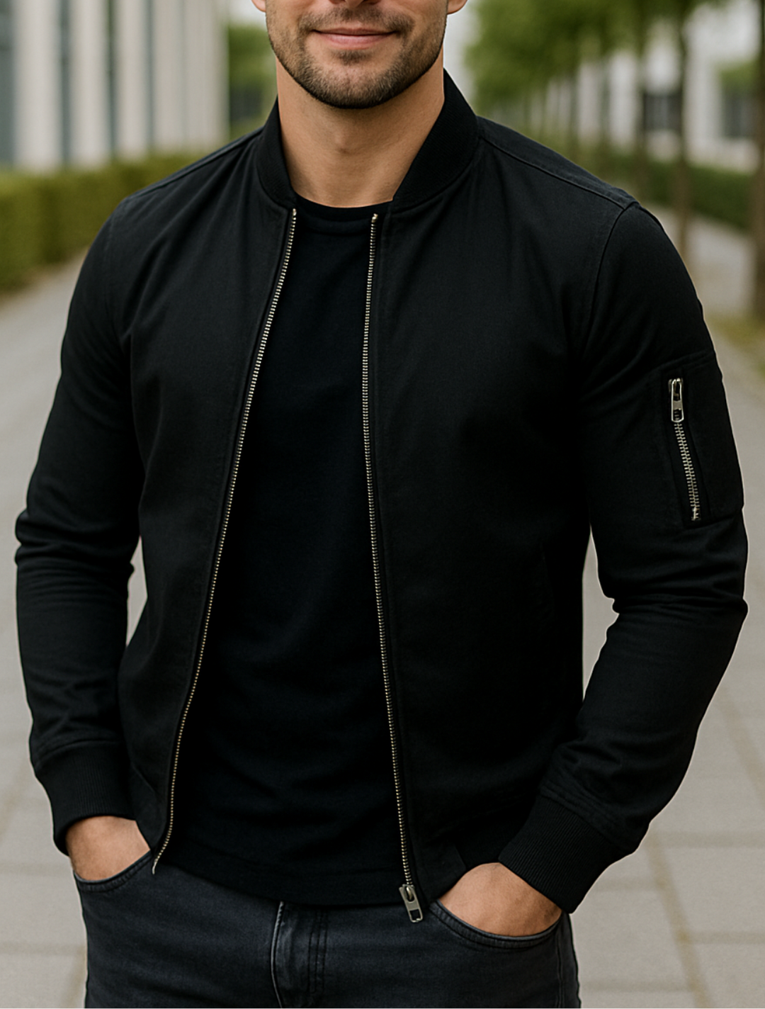 Ľahká zimná bunda so zipsom a vreckami