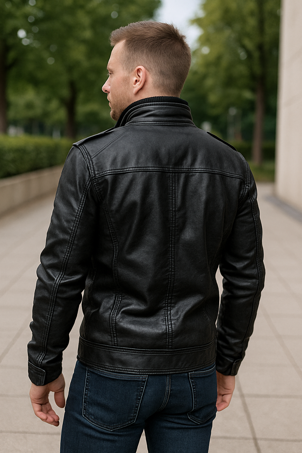 Kožená motorkárska bunda vyrobená z PU