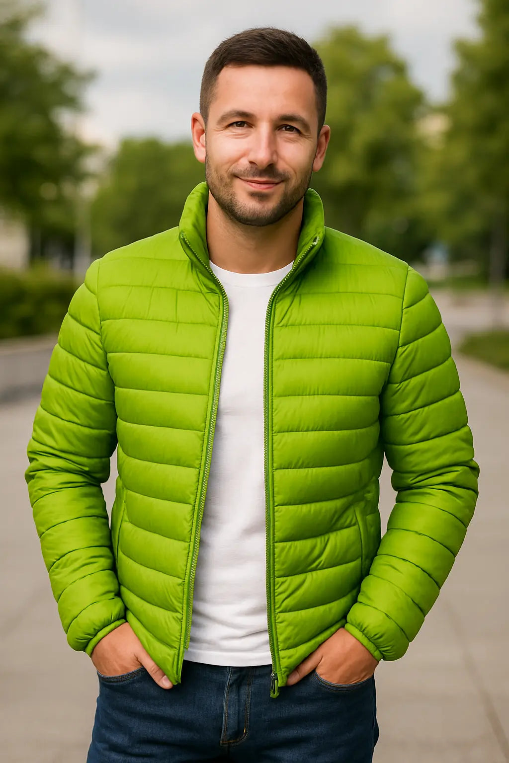 Teplá prešívaná bunda s golierom