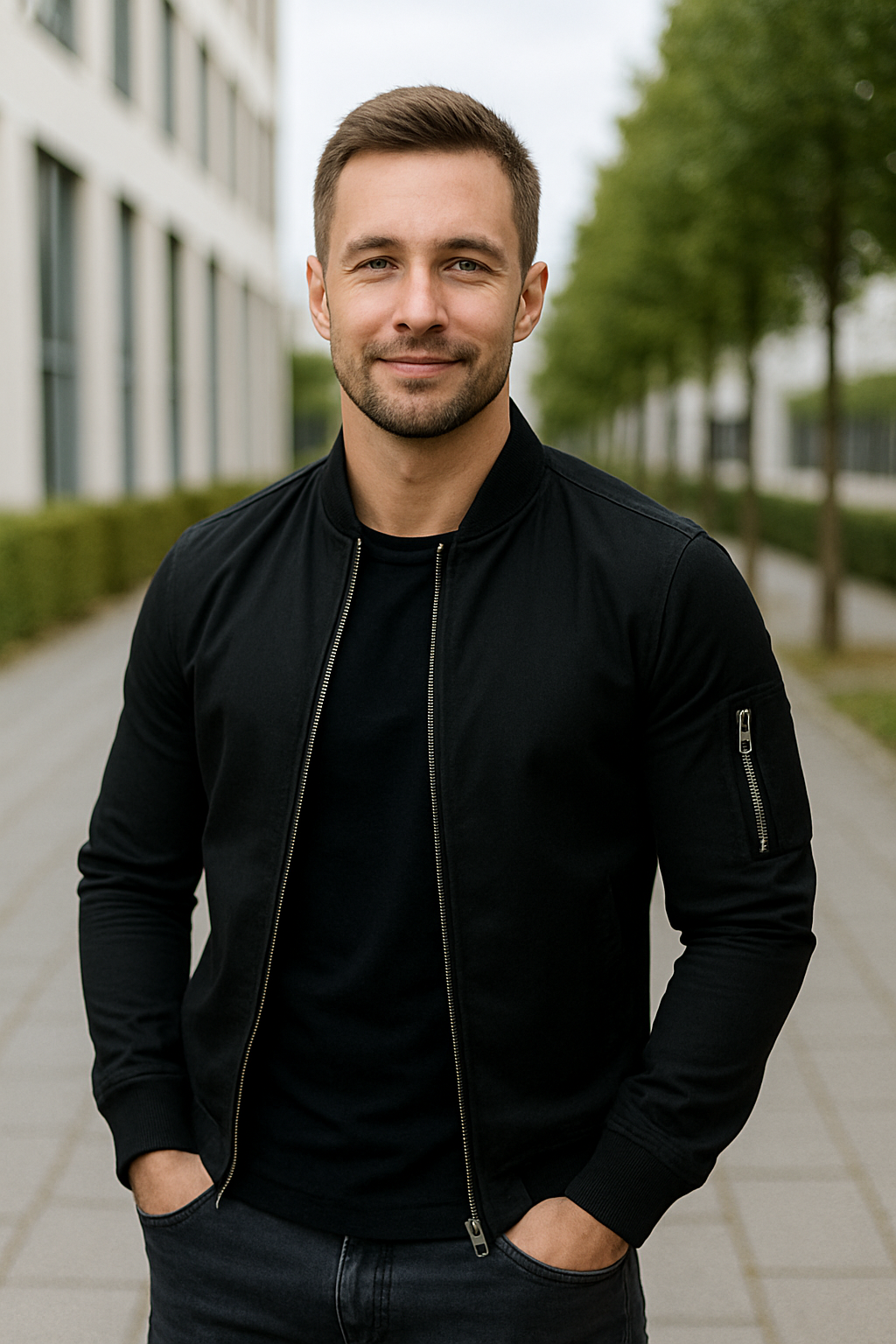 Ľahká zimná bunda so zipsom a vreckami