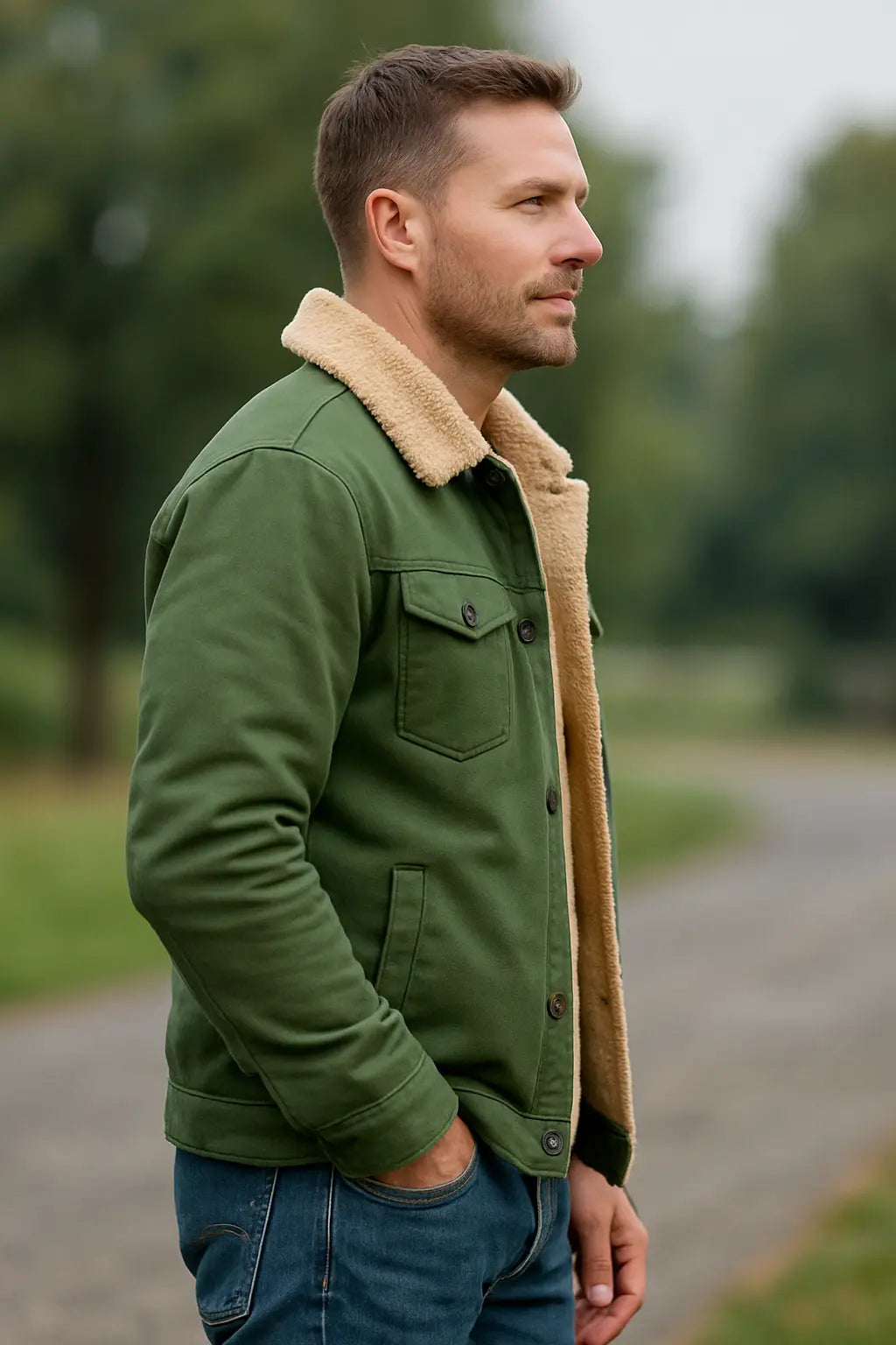 Pánsky zimný kabát s zamatovou podšívkou