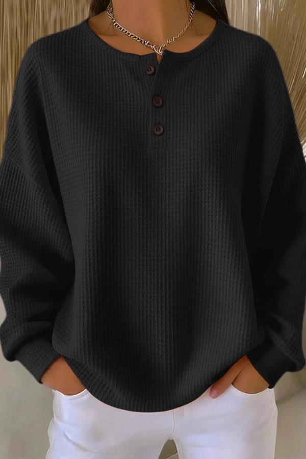 Aurelie | Waffle Knit Henley