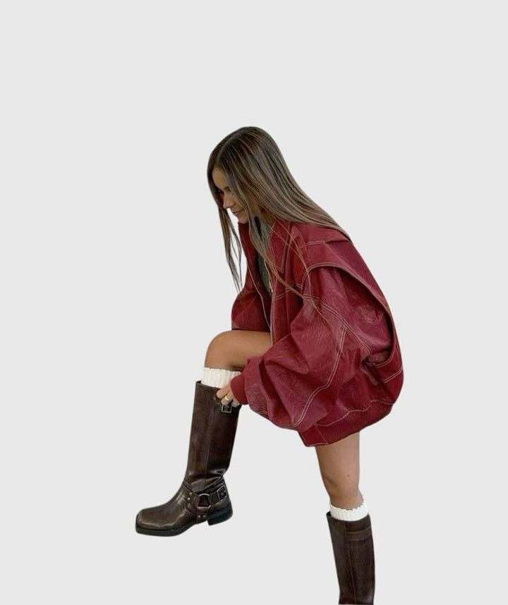 Faye™ - Prešívaná kožená bunda