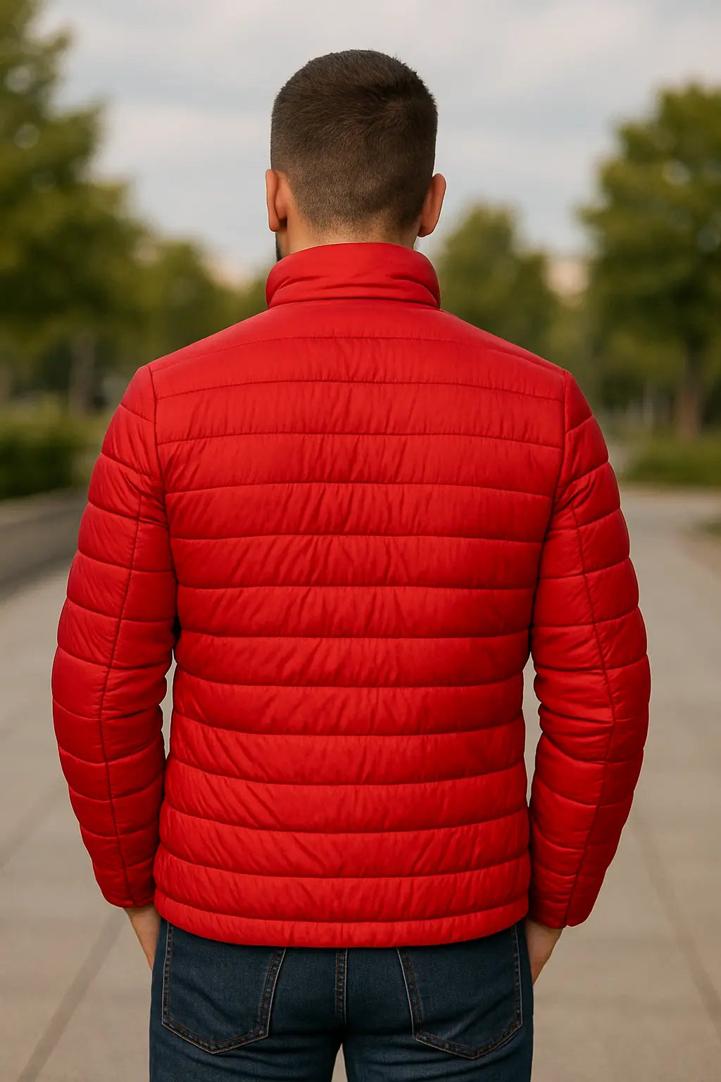 Teplá prešívaná bunda s golierom