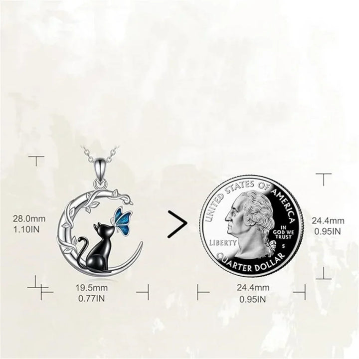 Náhrdelník s pendantom v tvare motýľa z krištáľu s dizajnom mesačnej mačky