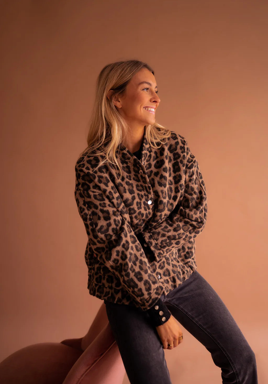 Women’s Relaxed Fit Bomber Jacket | Leopard Print
