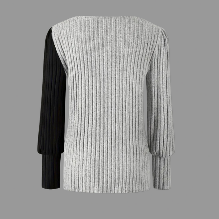 KAIA | ELEGANTNÝ PLETENÝ SVETER NA GOMBÍKY S DLHÝMI RUKÁVMI