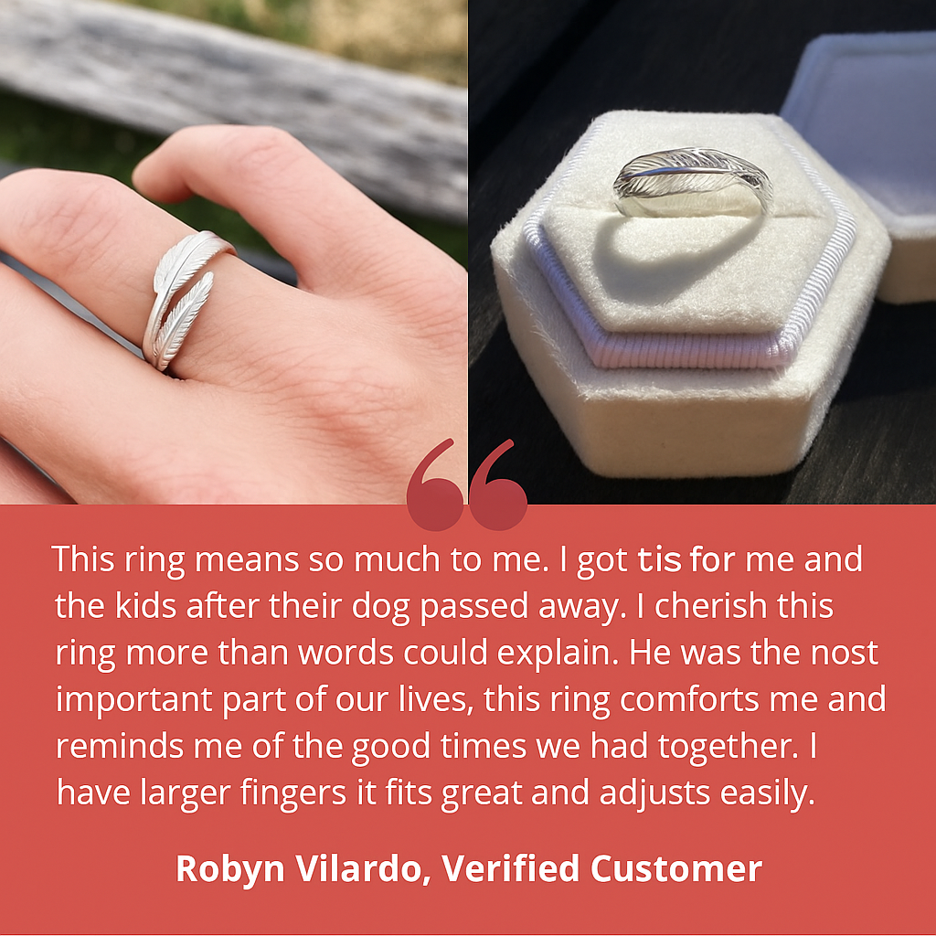 Anjelská perá - Nastaviteľný pamätný prsteň