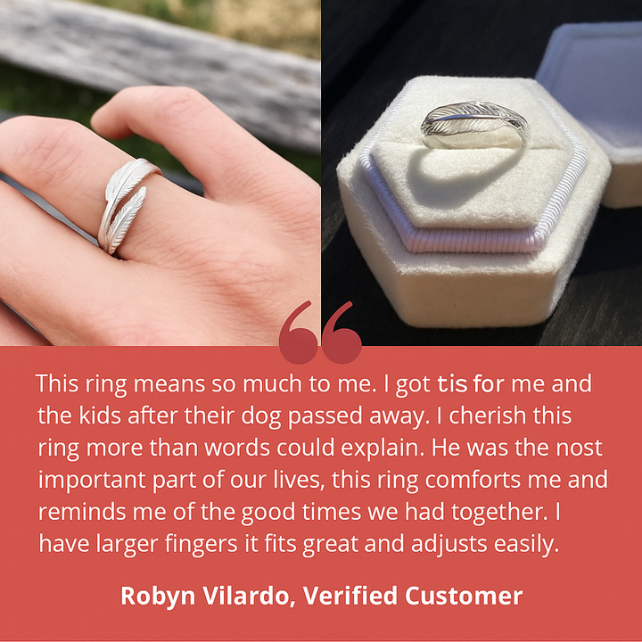 Anjelská perá - Nastaviteľný pamätný prsteň