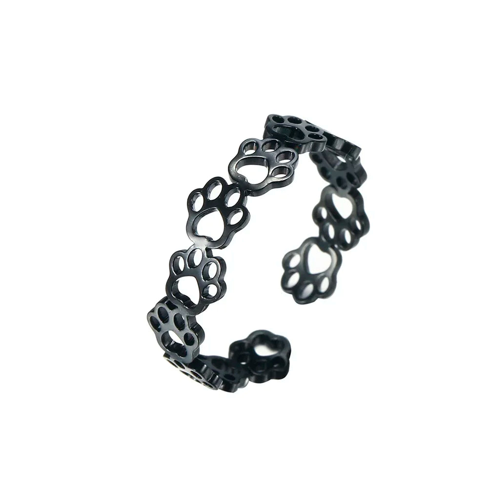 Prispôsobiteľný prsteň so stopou labky – Vyrobený z nerezovej ocele