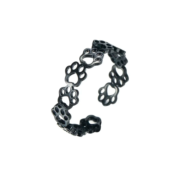 Prispôsobiteľný prsteň so stopou labky – Vyrobený z nerezovej ocele