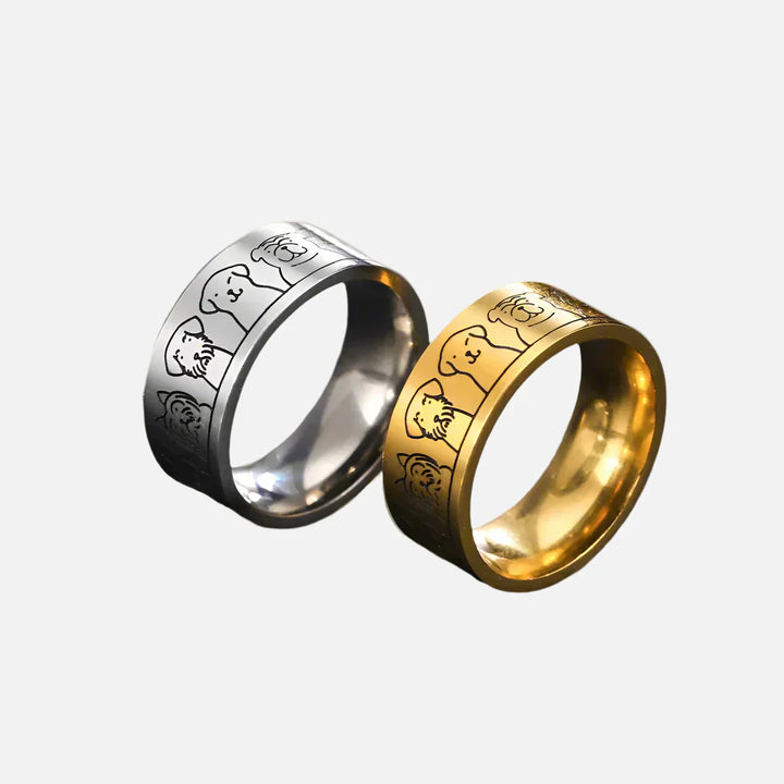 Široký prsteň pre psov z nehrdzavejúcej ocele – Vlastný gravírovaný dizajn pre ženy