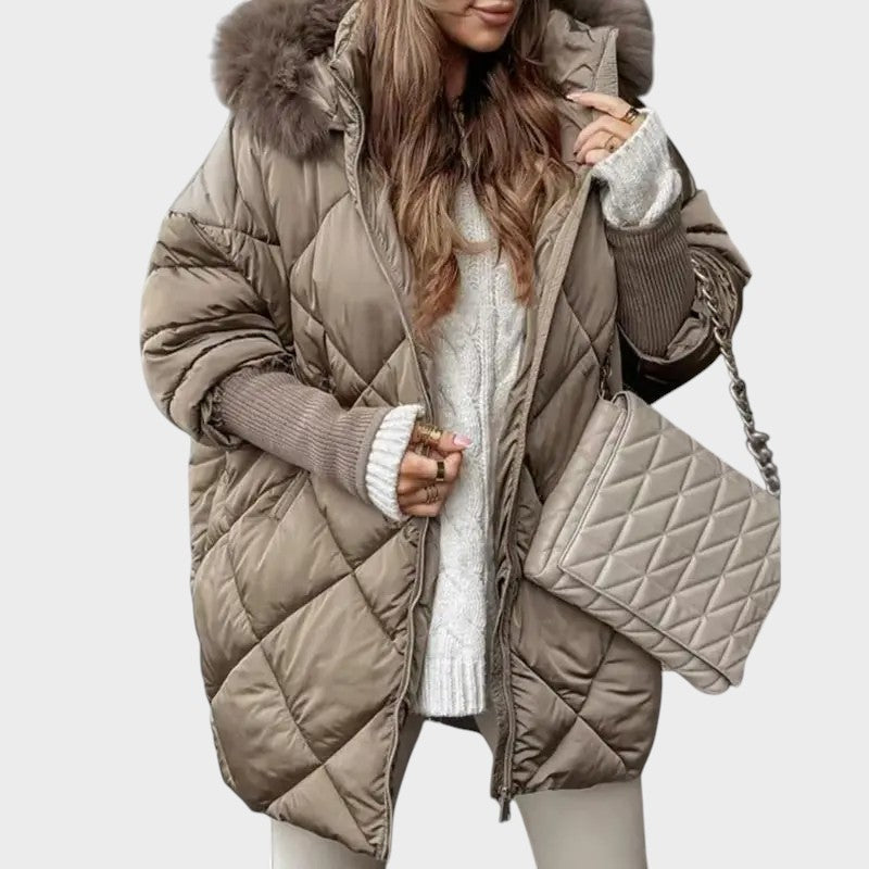 Denisa ｜Dámska midi parka s pletenými rukávmi