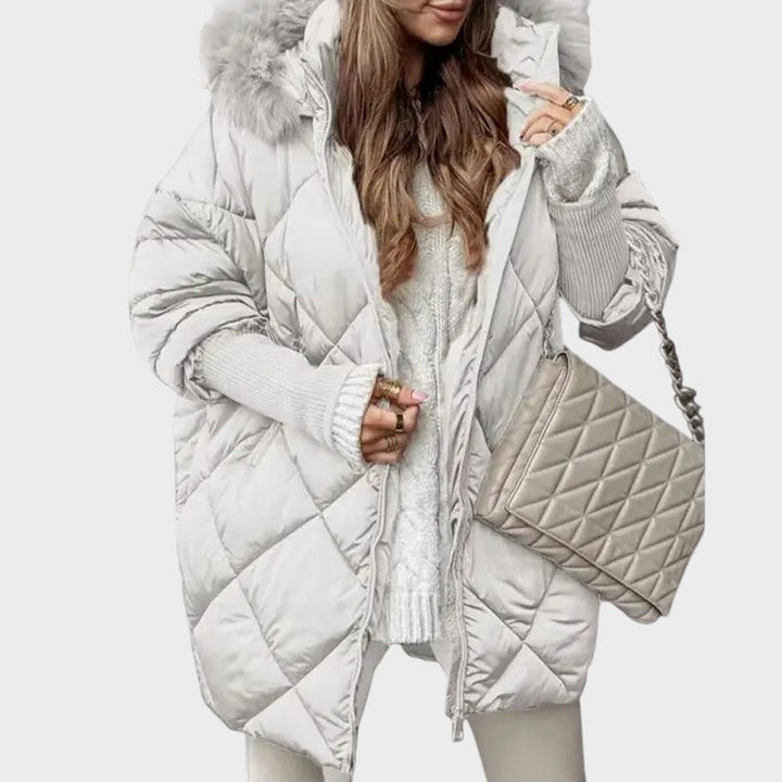 Denisa ｜Dámska midi parka s pletenými rukávmi