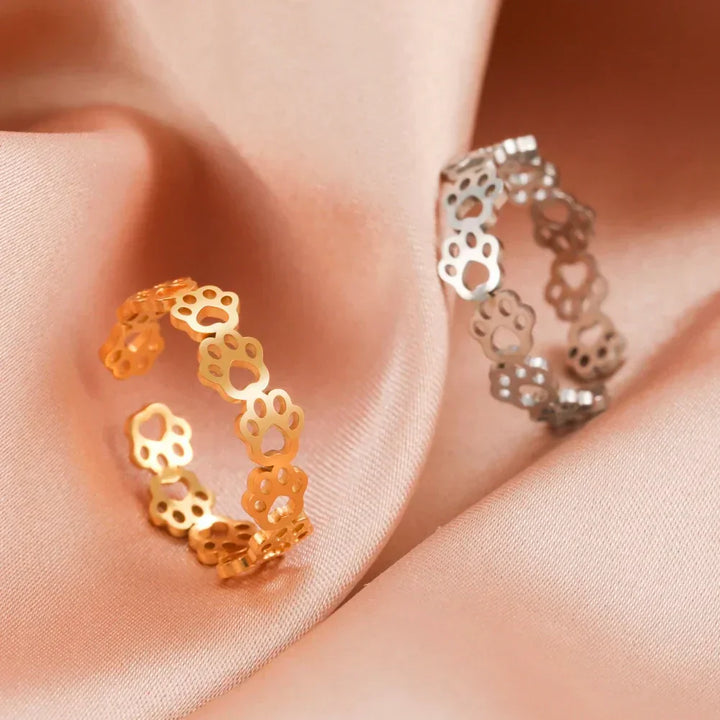 Prispôsobiteľný prsteň so stopou labky – Vyrobený z nerezovej ocele