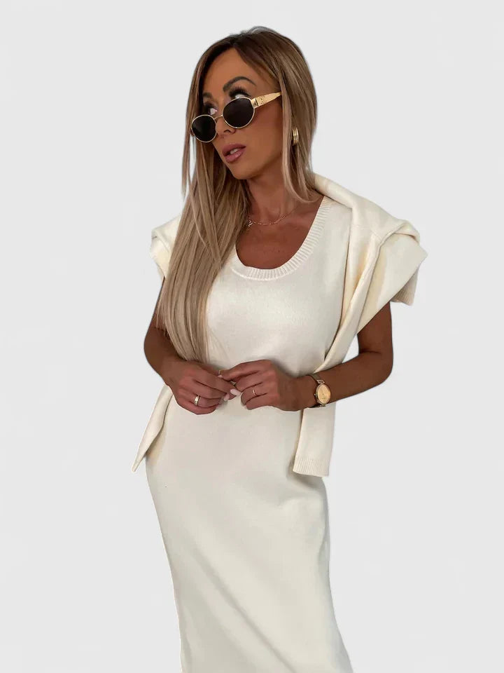 Chrystahl | Elegantný set šiat a svetra s vysokým golierom