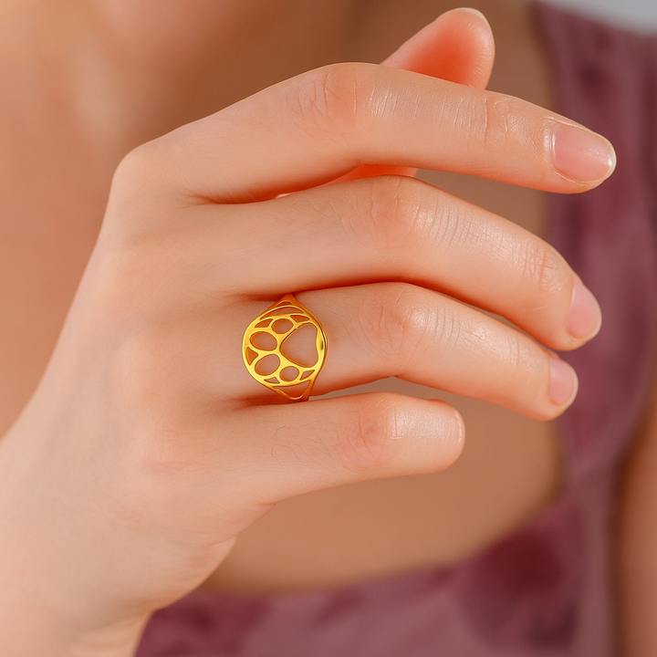 Oceľový otvorený prstienok so tvarom labky – Elegantný a ľahký dizajn